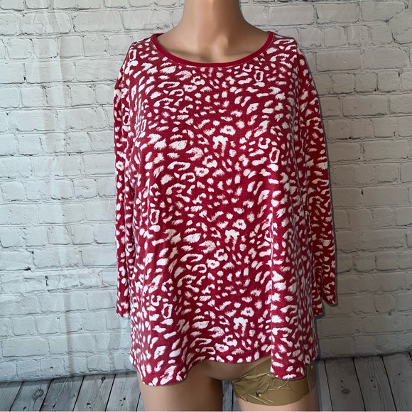 Kim Rogers Tops - kim rogers pink & white cheetah print shirt size XL
